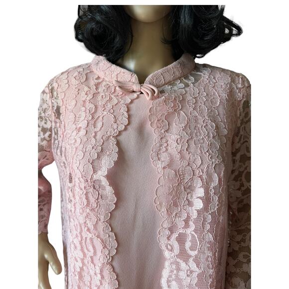 50-60's Vintage Pink dress with matching Lace coat Ladies dress size medium - Picture 14 of 17